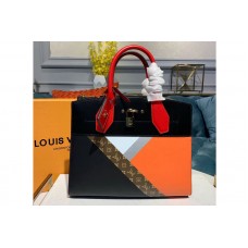 Louis Vuitton M53803 LV City Steamer MM Bags Black / Tan Leather Louis Vuitton M53803 LV City Steamer MM Bags Black / Tan Leather