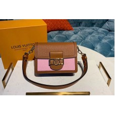 Louis Vuitton M53805 LV Mini Dauphine Bags Taurillon Leather Bruni Brown/Strawberry Milk Pink Louis Vuitton M53805 LV Mini Dauphine Bags Taurillon Leather Bruni Brown/Strawberry Milk Pink