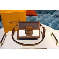 Louis Vuitton M53806 LV Mini Dauphine Bags Taurillon Leather Snow White/Blackberry Purple Louis Vuitton M53806 LV Mini Dauphine Bags Taurillon Leather Snow White/Blackberry Purple