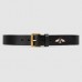 Gucci Black Bee Print Leather Belt With Square Buckle Gucci Black Bee Print Leather Belt With Square Buckle