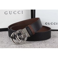 Men’s Gucci 40mm Reversible leather belt with Shiny Silver Double G buckle in Black Leather Men’s Gucci 40mm Reversible leather belt with Shiny Silver Double G buckle in Black Leather