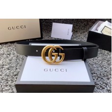 Men’s Gucci 414516 35mm Leather belt with Gold Double G buckle in Black Leather