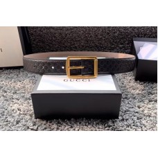 Men’s Gucci 449716 40mm Gucci Signature belt with Gold GG Buckle in Black Signature leather