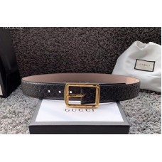 Men’s Gucci 449716 40mm Gucci Signature belt with Gold GG Buckle in Black Signature leather