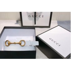 Women’s Gucci 230127 Leather belt 2cm Gold Buckle in White Leather