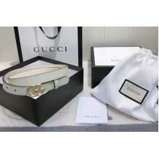 Women’s Gucci 2cm Leather belt with torchon Double G buckle in White Leather