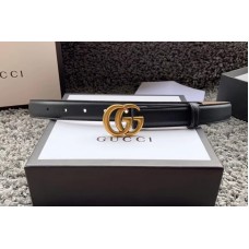 Women’s Gucci 370717 25mm Leather belt with Gold Double G buckle in Black Leather