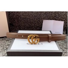 Women’s Gucci 370717 25mm Leather belt with Gold Double G buckle in Caramel Leather