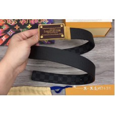 Louis Vuitton M9632 LV Neo Inventeur Reversible 35mm Belts Damier Graphite Canvas Gold Buckle