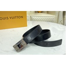 Louis Vuitton M0023U LV Damier Plate 35mm reversible belt in Damier Infini With Silver Buckle Louis Vuitton M0023U LV Damier Plate 35mm reversible belt in Damier Infini With Silver Buckle