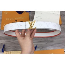 Louis Vuitton M0158V LV Initiales 40mm Reversible Belt White Monogram Canvas and Taiga leather Gold LV Buckle
