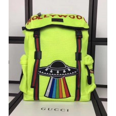 Gucci Techpack Backpack Bag 429037 Embroidered Hollywood and UFO Fluorescent Green 2017 Gucci Techpack Backpack Bag 429037 Embroidered Hollywood and UFO Fluorescent Green 2017