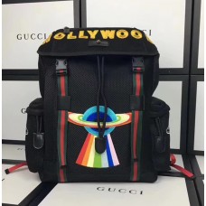 Gucci Techpack Backpack Bag 429037 Embroidered Hollywood and UFO Fluorescent Black 2017 Gucci Techpack Backpack Bag 429037 Embroidered Hollywood and UFO Fluorescent Black 2017