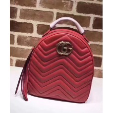 Gucci GG Marmont Quilted Leather Backpack 476671 Red 2017 Gucci GG Marmont Quilted Leather Backpack 476671 Red 2017