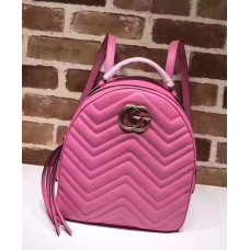 Gucci GG Marmont Quilted Leather Backpack 476671 Pink 2017 Gucci GG Marmont Quilted Leather Backpack 476671 Pink 2017