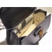 Gucci Vintage Leather Bamboo Top Handle Bag In Black With A Mini Mirror