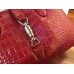 Gucci Jackie Soft Crocodile Top Handle Bag Red