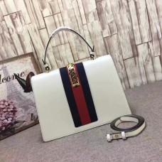 Gucci Sylvie leather top handle Medium Bag 431665 White(KDL-722504) Gucci Sylvie leather top handle Medium Bag 431665 White(KDL-722504)