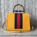 Gucci Calfskin  Moth Medium Top Handle Bag 488691 Yellow 2017