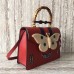 Gucci Calfskin Moth Medium Top Handle Bag 488691 Red 2017 Gucci Calfskin Moth Medium Top Handle Bag 488691 Red 2017