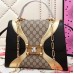 Gucci GG Supreme And Leather Top Handle Bag 476435 Black/Gold 2017 Gucci GG Supreme And Leather Top Handle Bag 476435 Black/Gold 2017