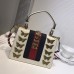 Gucci Sylvie Metal Animal Insects Studs Leather Top Handle Mini Bag 470270 White 2017 Gucci Sylvie Metal Animal Insects Studs Leather Top Handle Mini Bag 470270 White 2017