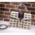 Gucci Sylvie Metal Animal Insects Studs Leather Top Handle Medium Bag 431665 White 2017