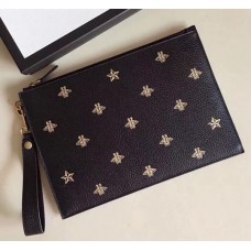 Gucci Bee Star Leather Pouch 495066 2017 Gucci Bee Star Leather Pouch 495066 2017