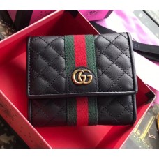 Gucci Leather Flap Wallet with Double G 536449 Black Gucci Leather Flap Wallet with Double G 536449 Black