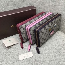 Gucci zip around wallet with embroidered face 431392 pink