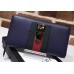 Gucci Web Sylvie Leather Zip Around Wallet 476083 Navy Blue 2017 Gucci Web Sylvie Leather Zip Around Wallet 476083 Navy Blue 2017