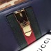 Gucci Web Sylvie Leather Zip Around Wallet 476083 Navy Blue 2017 Gucci Web Sylvie Leather Zip Around Wallet 476083 Navy Blue 2017