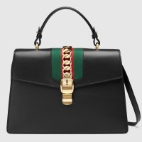 Gucci Black Sylvie Medium Top Handle Bag Gucci Black Sylvie Medium Top Handle Bag