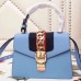 Gucci Blue Leather Sylvie Mini Bag Gucci Blue Leather Sylvie Mini Bag