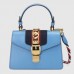 Gucci Blue Leather Sylvie Mini Bag Gucci Blue Leather Sylvie Mini Bag
