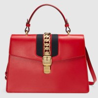 Gucci Red Sylvie Medium Top Handle Bag Gucci Red Sylvie Medium Top Handle Bag