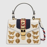 Gucci White Sylvie Animal Studs Leather Mini Bag Gucci White Sylvie Animal Studs Leather Mini Bag