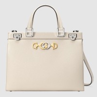 Gucci Zumi White Grainy Leather Medium Top Handle Bag Gucci Zumi White Grainy Leather Medium Top Handle Bag
