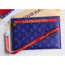 Louis Vuitton Pouch Clutch Large Bag Monogram Canvas Blue/Red Spring Summer 2018 Louis Vuitton Pouch Clutch Large Bag Monogram Canvas Blue/Red Spring Summer 2018
