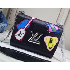 Louis Vuitton Travel Stickers Epi Twist MM Bag M52699 Black 2019 Louis Vuitton Travel Stickers Epi Twist MM Bag M52699 Black 2019