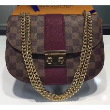 Louis Vuitton Damier Ebene Canvas With Stripe Taurillon Leather Wight Bag N64418 Burgundy 2017 Louis Vuitton Damier Ebene Canvas With Stripe Taurillon Leather Wight Bag N64418 Burgundy 2017