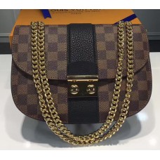 Louis Vuitton Damier Ebene Canvas With Stripe Taurillon Leather Wight Bag N64418 Black 2017 Louis Vuitton Damier Ebene Canvas With Stripe Taurillon Leather Wight Bag N64418 Black 2017