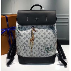 Louis Vuitton Original Leather Animal Print Steamer Backpack M43296 White 2017 Louis Vuitton Original Leather Animal Print Steamer Backpack M43296 White 2017