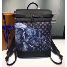 Louis Vuitton Original Leather Animal Print Steamer Backpack M43296 Black 2017 Louis Vuitton Original Leather Animal Print Steamer Backpack M43296 Black 2017