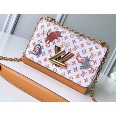 Louis Vuitton Catogram Monogram Canvas Twist MM Bag M44408 White/Apricot 2018 Louis Vuitton Catogram Monogram Canvas Twist MM Bag M44408 White/Apricot 2018
