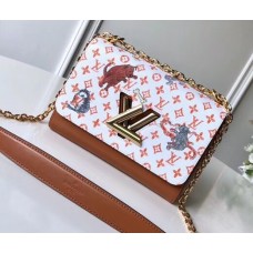 Louis Vuitton Catogram Monogram Canvas Twist MM Bag M44408 White/Brown 2018 Louis Vuitton Catogram Monogram Canvas Twist MM Bag M44408 White/Brown 2018