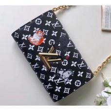 Louis Vuitton Catogram Monogram Canvas Twist Chain Wallet M63888 Black/White 2018 Louis Vuitton Catogram Monogram Canvas Twist Chain Wallet M63888 Black/White 2018