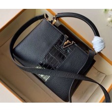 Louis Vuitton Capucines BB Bag Central Stripe Crocodile Black