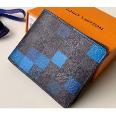 Louis Vuitton Damier Graphite Pixel Canvas Slender Wallet N60180 Blue 2019 Louis Vuitton Damier Graphite Pixel Canvas Slender Wallet N60180 Blue 2019