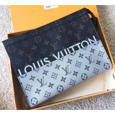 Louis Vuitton Monogram Eclipse Split Pochette Voyage MM Bag M63039 Silver 2018 Louis Vuitton Monogram Eclipse Split Pochette Voyage MM Bag M63039 Silver 2018